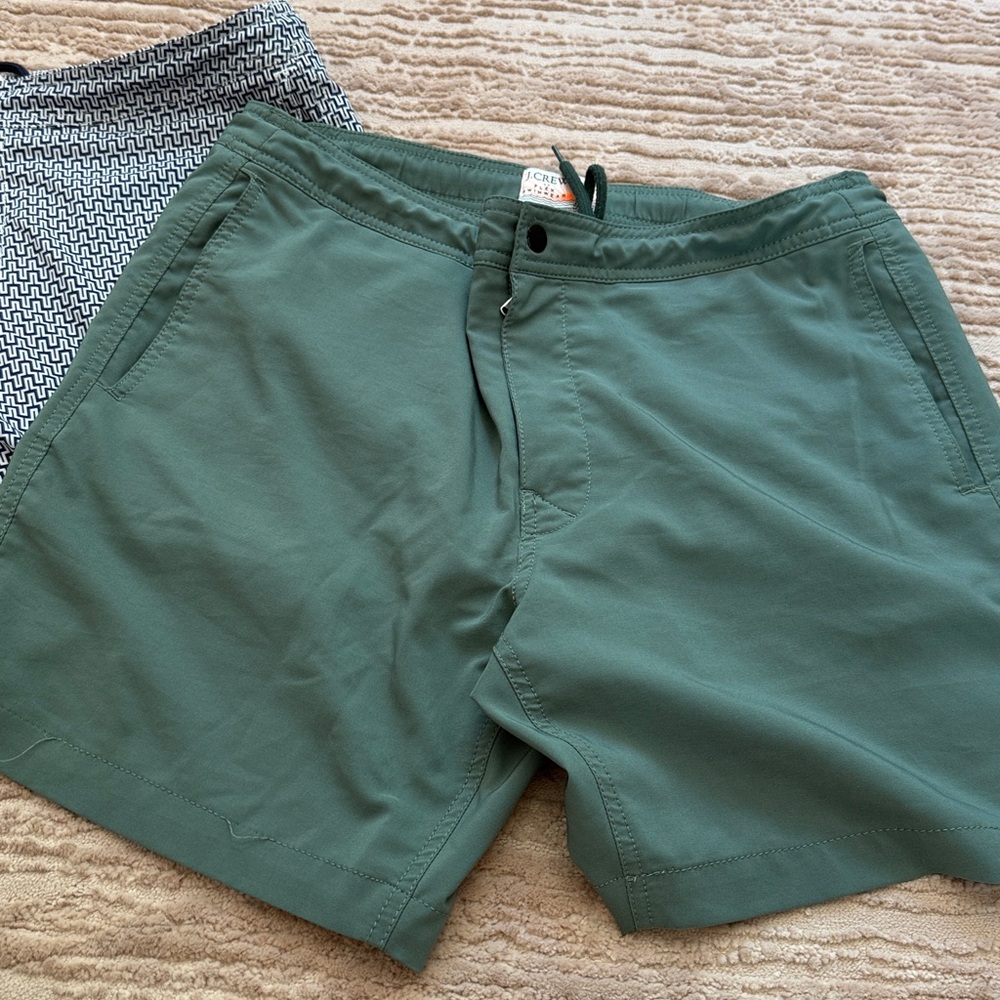 Set of Two J. Crew Olive Green & Navy / White Swim Shorts Size Medium - Picture 4 of 11